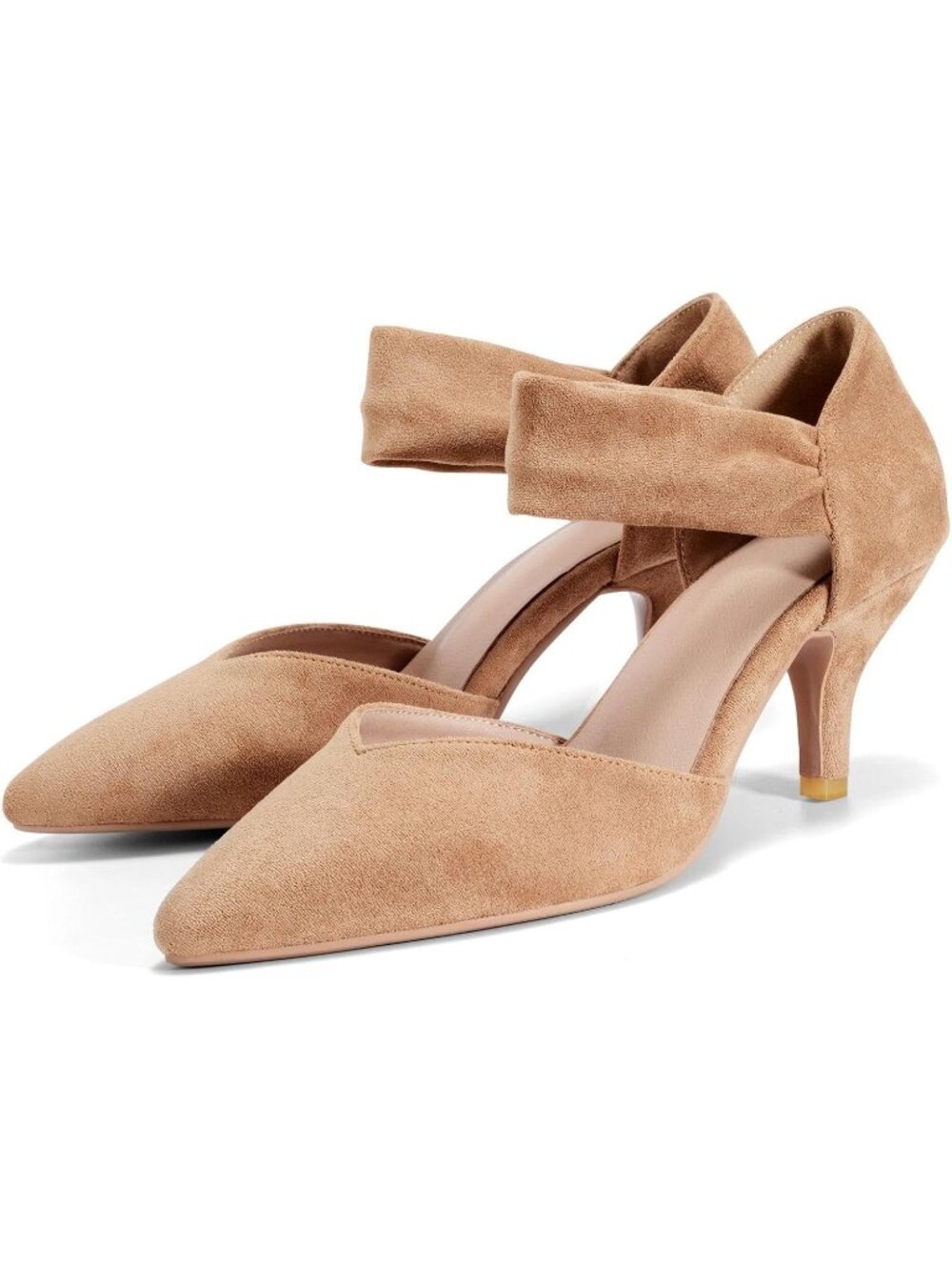 Women's Nude Dress Kitten Heels Comfortable Closed Toe Pumps Shoes Pointed Toe